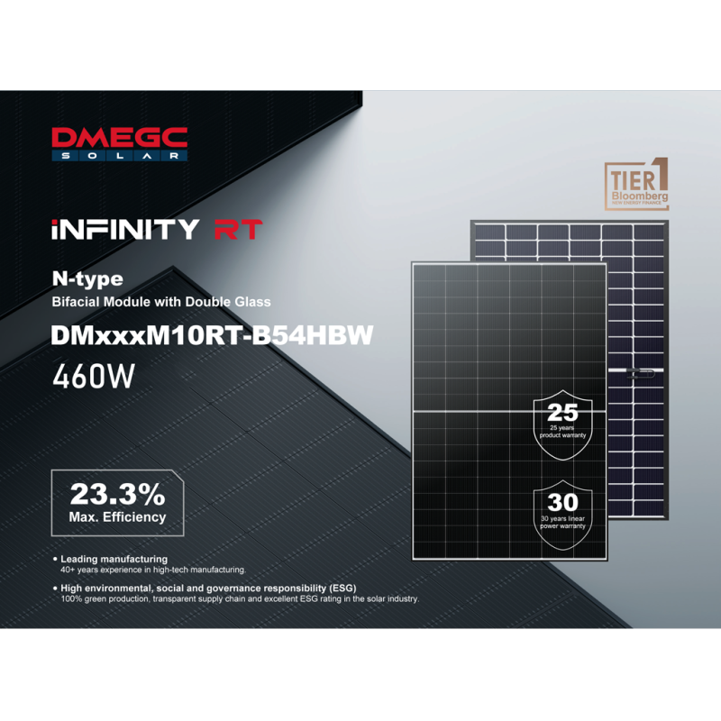 DMEGC Solar DM460M10RT-B54HBW solar panel 460 Wp