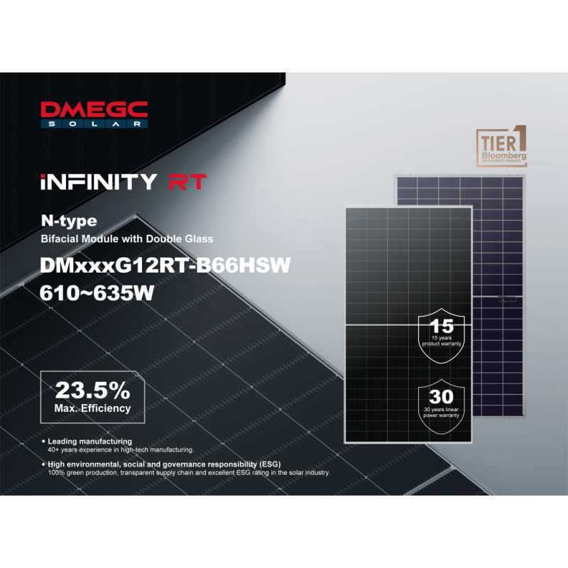 DMEGC Solar DM620G12RT-B66HSW solar panel 620 Wp